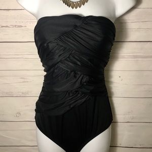 J. Crew black strapless swim suit